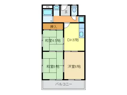 コーポ西村(3DK/3階)の間取り写真