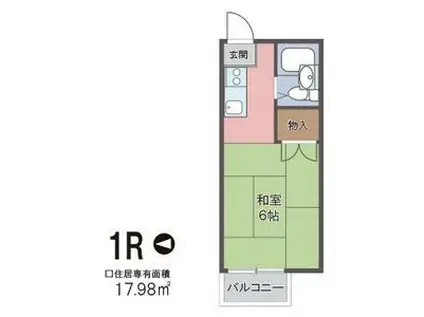 LEEハイム(ワンルーム/2階)の間取り写真