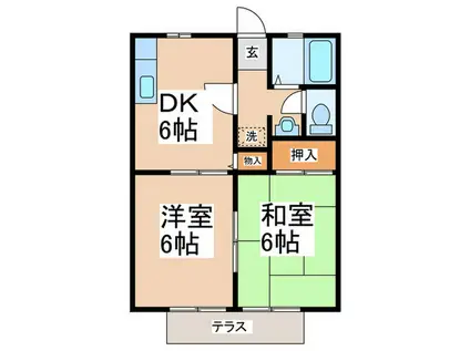 サンライフISHII(2DK/1階)の間取り写真