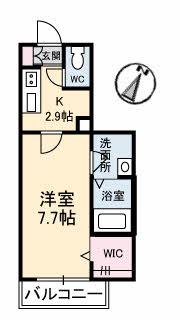 シャーメゾンアチーブメント(1K/2階)の間取り写真