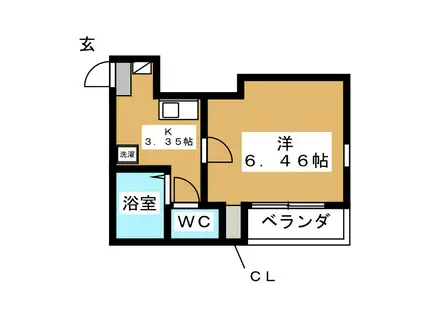 プリズム(1K/2階)の間取り写真