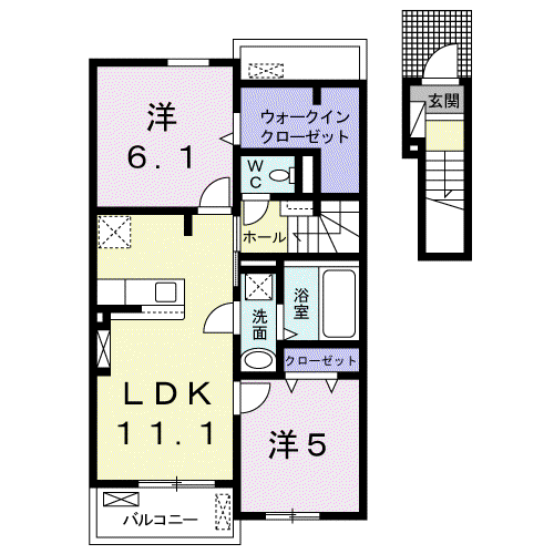 ピュアガーデンM(2LDK/2階)の間取り写真