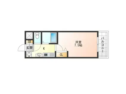 アークワン(1K/8階)の間取り写真