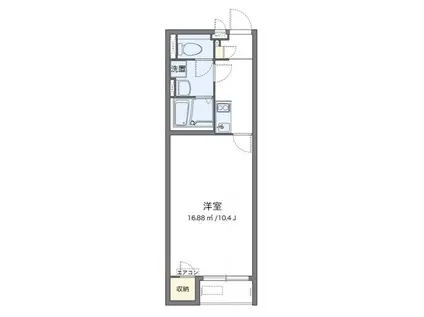 クレイノグランドゥール備前(1K/1階)の間取り写真