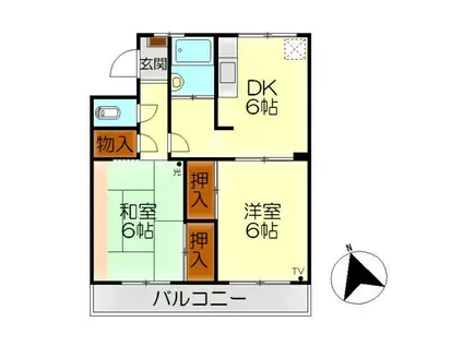 ヨネダビル(2DK/1階)の間取り写真