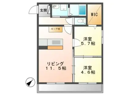 スワンスタイル(2LDK/4階)の間取り写真