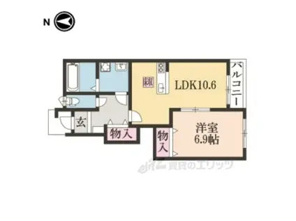 グリーンヒルズ(1LDK/1階)の間取り写真