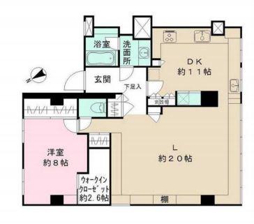 羽沢ハウス(1LDK/1階)の間取り写真