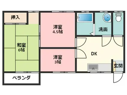 フーシャビレッジ(3DK/1階)の間取り写真