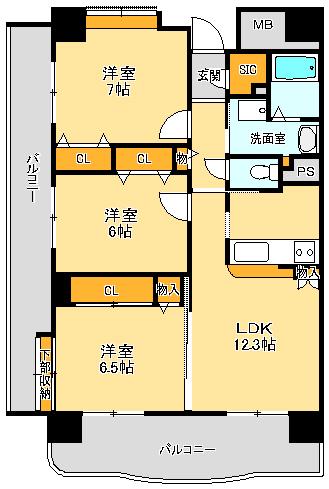 GRACIOUS33(3LDK/4階)の間取り写真