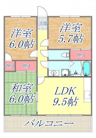 マイスターM(3LDK/1階)の間取り写真