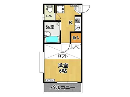 パレス安積III(1K/2階)の間取り写真