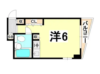 キューブ東塚口(ワンルーム/8階)の間取り写真