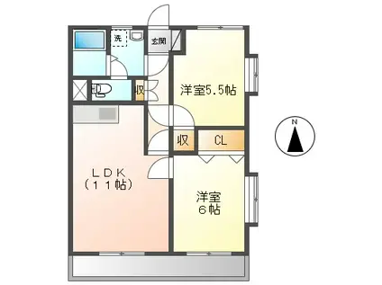 フラワーハイツ(2LDK/3階)の間取り写真
