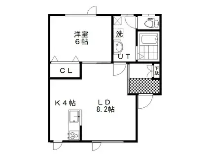 オーシャンビュー(1LDK/1階)の間取り写真