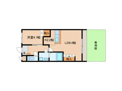 ピノ・ノワール(1LDK/1階)の間取り写真