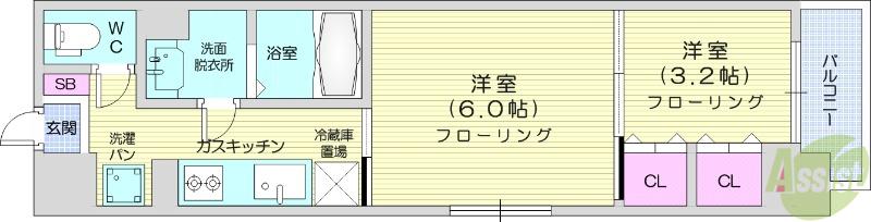 コートヒルズ(2K/7階)の間取り写真