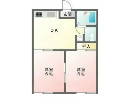 コーポ クボタ AB(2DK/2階)の間取り写真