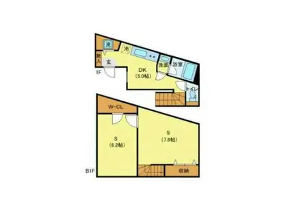 プライベートプレイス広尾(ワンルーム/B1階)の間取り写真