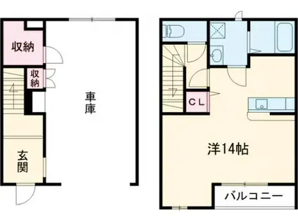 ガレージレガート(ワンルーム/1階)の間取り写真