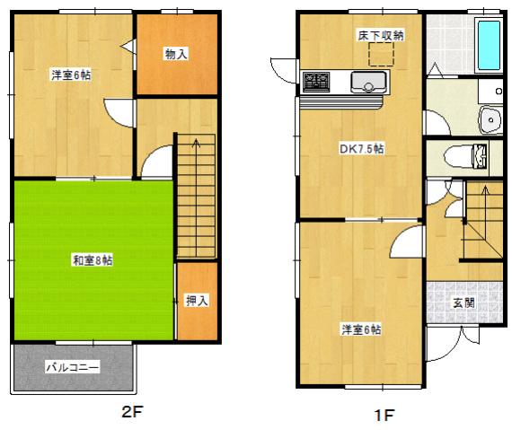 レジデンス川本 E棟(3SDK/1階)の間取り写真