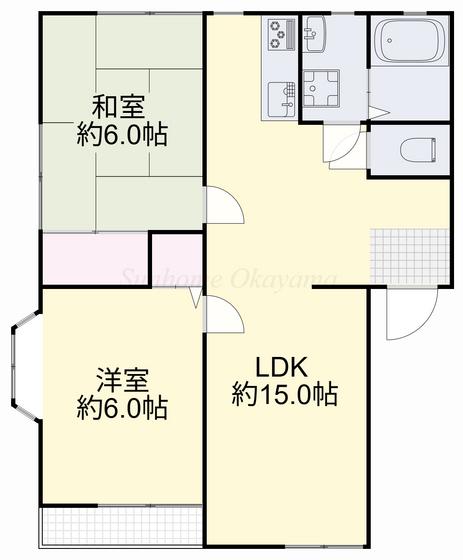 瑞穂の里C(2LDK/1階)の間取り写真
