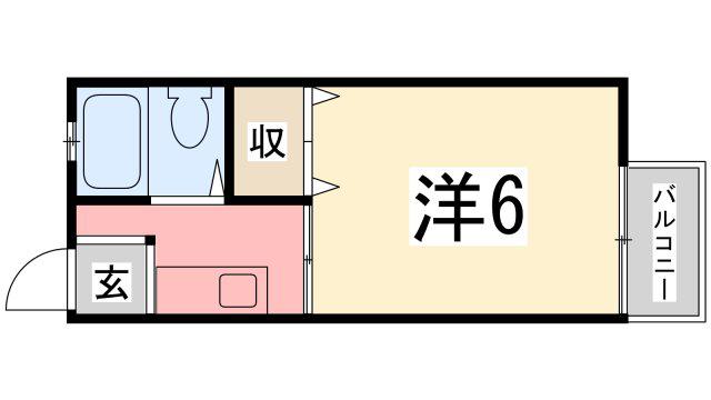 サンシティ三木(1K/1階)の間取り写真
