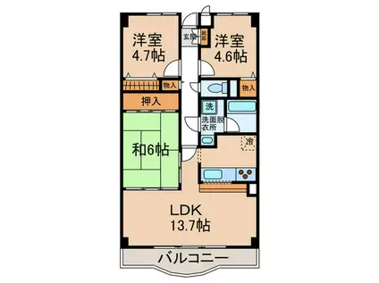 デメテル高取台(3LDK/10階)の間取り写真