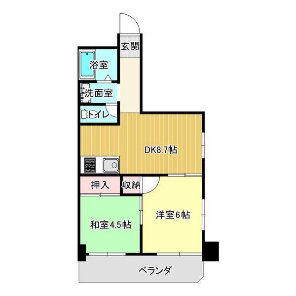 イーストヒル寺山(2DK/2階)の間取り写真