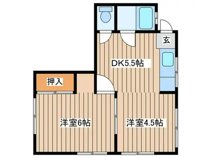 HAZUKI(2DK/1階)の間取り写真