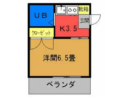 メゾン仲間(1K/2階)の間取り写真