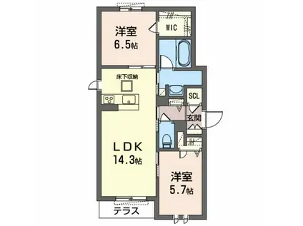 シャーメゾン スピカ(2LDK/1階)の間取り写真