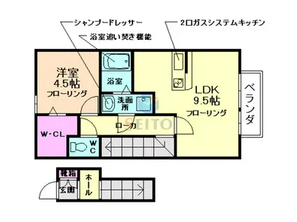 セジュール野町(1LDK/2階)の間取り写真