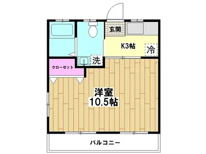 浅古ハイツ(1K/3階)の間取り写真