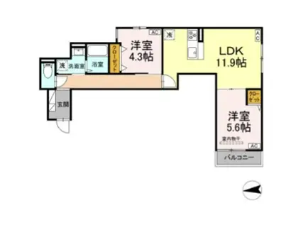 セレスティア六町III(2LDK/3階)の間取り写真