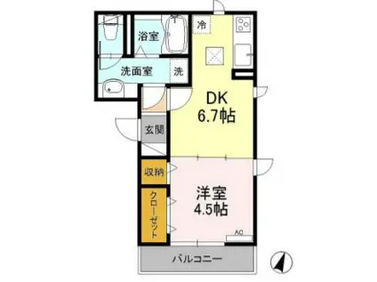 ヴィラ・マウントコーストⅡ(1DK/1階)の間取り写真