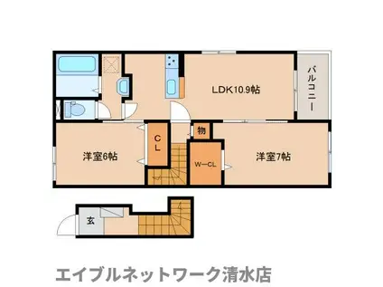 AFCレジデンス・XII(2LDK/2階)の間取り写真