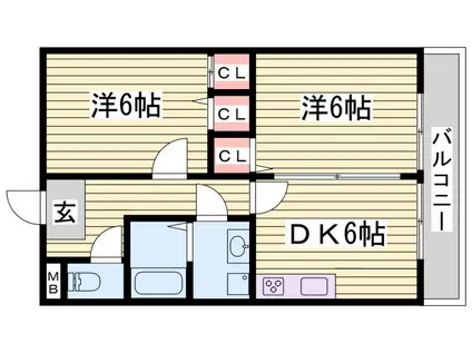 グランドゥール春日(2DK/1階)の間取り写真