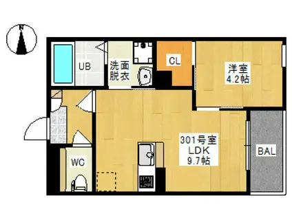 REGALEST SK 高柳(1LDK/3階)の間取り写真