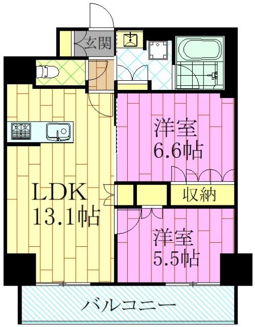 サンジョイアゼロ(2LDK/2階)の間取り写真