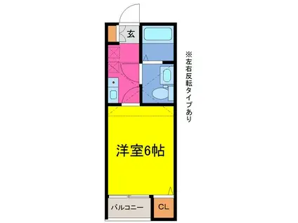 ウエストハイムせんげん台(1K/2階)の間取り写真