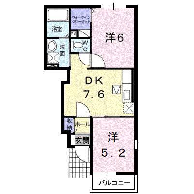 アヴニール I(2DK/1階)の間取り写真
