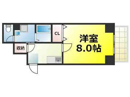 ドーム千代崎(1K/2階)の間取り写真