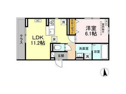 フィオレンテ 長町南(1LDK/1階)の間取り写真