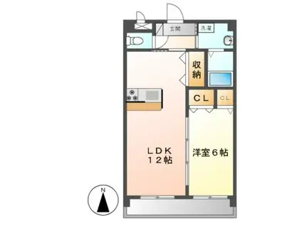 グランコート小木(1LDK/1階)の間取り写真