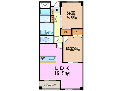 ブラウニー(2LDK/1階)の間取り写真