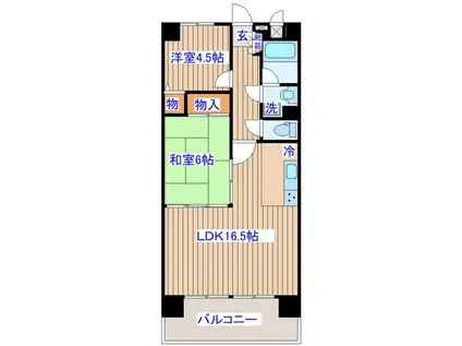 朝日プラザ八乙女ロイヤルクレスト西棟(2LDK/3階)の間取り写真