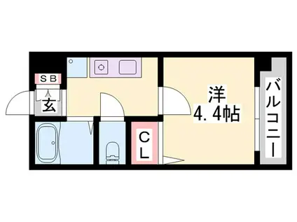 ビーフォレスト姫路イースト(1K/9階)の間取り写真