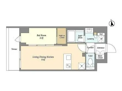 アイフラット品川戸越パークサイド(1LDK/1階)の間取り写真