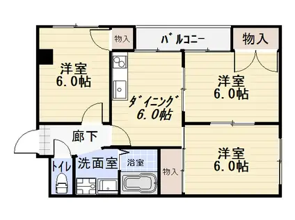 サンロイヤルエス(2DK/2階)の間取り写真